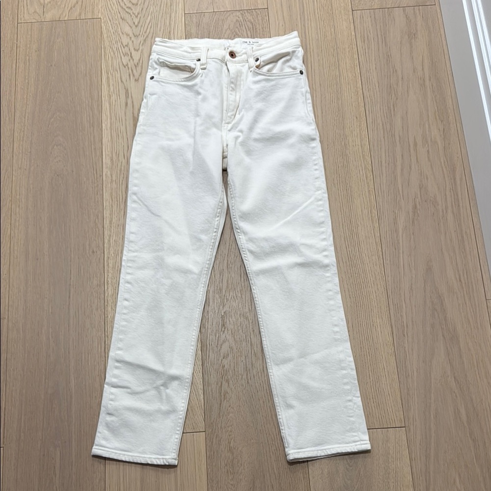 Rag and Bone Ecru Wren High Rise Slim Straight Jeans